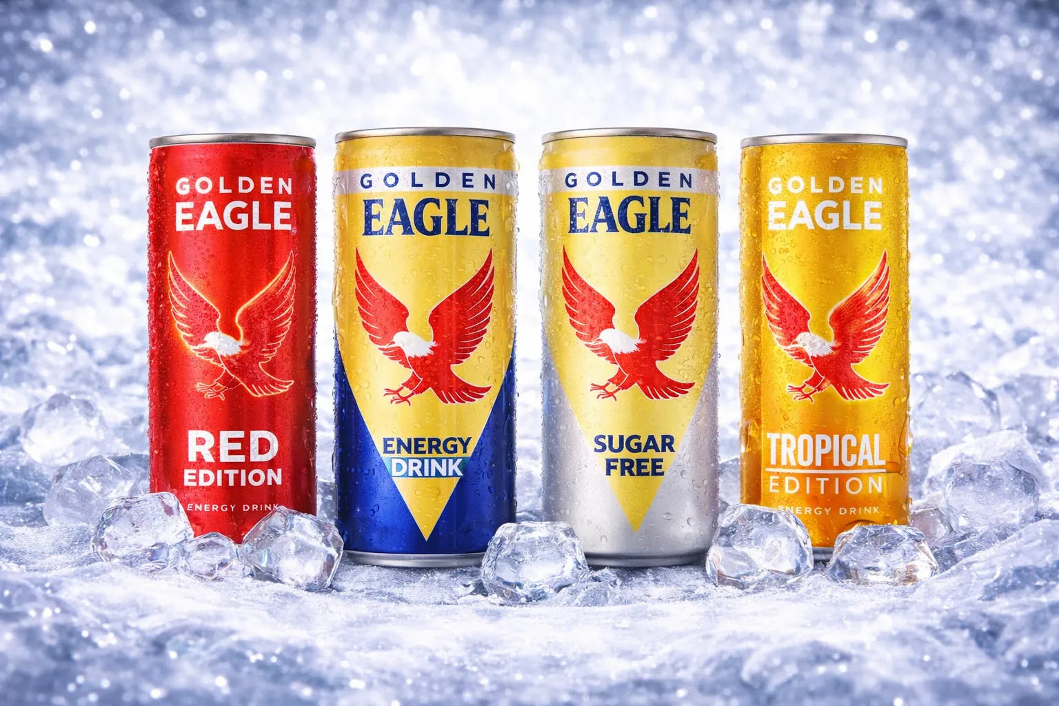 Golden Eagle Energy Drink wholesale products in Classic, Red Edition, Sugar Free and Tropical Edition